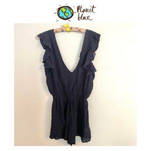 Planet Blue Open Back Ruffle Sleeve Romper